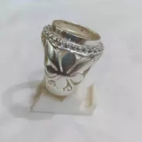 Cincin emban ring perak asli handmade model Kerancang batu