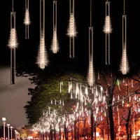 Lampu LED Hias Gantung Dekorasi Natal Model Meteor Rain Warm White