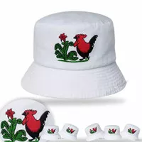 Bisa COD /Topi bucket hat kupluk mangkok bakso mie ayam jago / Bucket - Putih, All Size