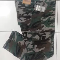 Celana Panjang Kargo Long Cargo Pants Loreng Army Besar Big Jumbo Size - Hijau, 38