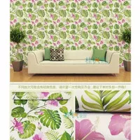 Wallpaper Dinding Motif Daun Hijau orange 10m x 45cm