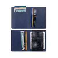 Wallet. Slim Handmade Top Grain Leather Wallet with Pattern for cash - Black - Blue