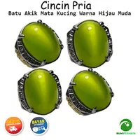 Batu Cincin Akik Mata Kucing Warna Hijau Semu Kuning Cat Eye