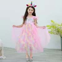 milanberry PRINCESS RAINBOW PINK dress anak perempuan gaun pesta baju