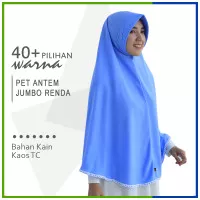 Jilbab Instan Pet Antem Renda Jumbo / Hijab Kaos Bergo Renda Jumbo