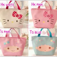 tas belanja tote shopping bag foil hk hello kitty little twin star - Mm SoftPink