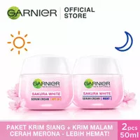 Garnier Sakura White Daily Kit - Krim Pagi dan Malam (Untuk Kulit Cera