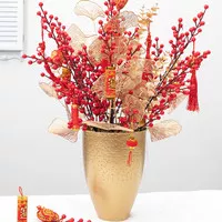 Pot Bunga Tinggi Logam Tembaga Emas Vas Bunga Jumbo Natal Imlek Meihwa