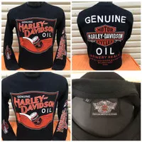 Kaos Harley Davidson Long Sleeve - Genuine Oil 2,Black