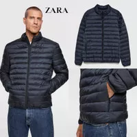 Jaket Zara Lightweight Puffer Jacket Winter Musim Dingin Original Navy - M