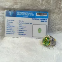 CINCIN PRIA NATURAL EMERALD BERYL ZAMRUD COLOMBIA RING PERAK + MEMO