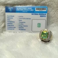 cincin pria perak natural zamrud colombia + memo