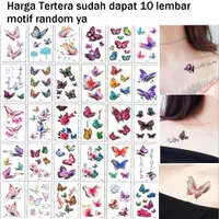 10 Lembar Tato Temporer Sticker Tattoo Temporary Tato Kupu Kupu