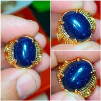 OBRAL PASTI MURAH CINCIN BATU AKIK PASIR INTAN / EMAS WARNA BIRU TOP