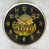 Jam Dinding Minimalis Kaligrafi Arab Masjid Muslim Islami Gold Emas