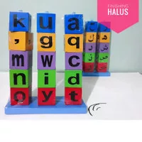 Balok Susun Alfabet Huruf Mainan Edukasi Edukatif Anak Puzzle Kayu