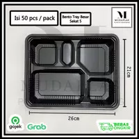 Bento Tray Sekat 5 Isi 50 pcs / Mika Bento / Kotak Bento / Bento Besar