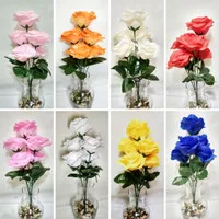 Bunga Mawar Plastik Artificial Dekorasi Bunga Plastik Wedding Rose - Kuning