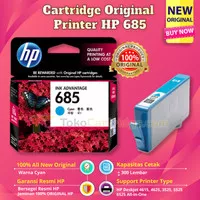 HP 685 Cyan CZ122AA Cartridge Tinta Printer 4615 4625 3525 5525 6525 - ORIGINAL