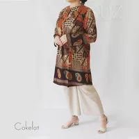 SUZ Atasan Batik Wanita Long Tunik jumbo motif 2985 - Hitam, 3L