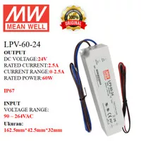 Power Supply MEANWELL LPV-60-24 LPV 60 24 LPV6024 60W 24V Outdoor IP67