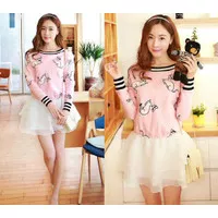 [Marine dress Dusty Pink OX]Dress wanita spandek Dusty Pink