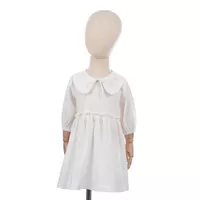candybuttonshop - Cella Embroidery Collar Dress in White Dress Anak - 6M
