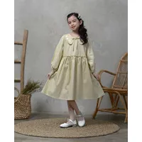 candybuttonshop-Cella Embroidery Collar Dress in Soft Green Dress Anak