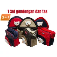 set perlengkapan bayi gendongan dan tas bayi boneka 2 in 1