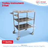 Trolley Instrument 3 Rak Stainless Steel | Trolley Troli Dorong RS