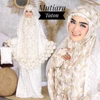 Mukena Premium Sutra Paris MUTIARA White Milo TwoTone - TwoTone