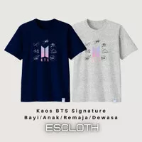 Kaos BTS Signature Bayi Anak Remaja Dewasa Cotton Combed 30s ~ Escloth