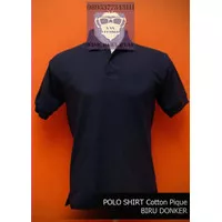 Kaos Polos Polo Shirt Baju Kerah Pria Wanita Cotton Pique Biru Dongker