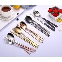 Sujeo Matte Set Alat Makan Korea Silver - Sendok garpu sumpit Set emas