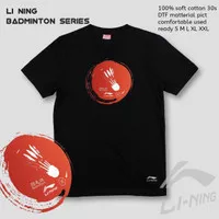 Kaos lining series china baju badminton baju butangkis premium terbaru - Hitam, S