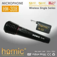 MIC HM-308 Microphone single wireless Homic 308 2in1 (wireless dan kab
