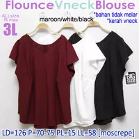 LD 126, FLOUNCE V NECK 3L, ATASAN JUMBO WANITA, BLOUSE JUMBO WANITA