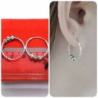 ANTING PERAK SILVER 925 LAPIS EMAS PUTIH / ANTING BULAT GIPSI