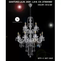 Lampu Gantung Lilin Kristal 12 Lampu 8+4CH 2020