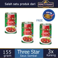 Paket 2 Gratis 1 Three Star Sarden mini saus sambal Makanan Kaleng