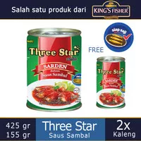Paket buy 1 get 1 Three Star Sarden mini saus sambal Makanan Kaleng