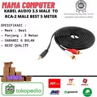 Kabel Audio 3.5 Male TO RCA-2 Male BEST 5 Meter / SAN XUN (Hitam)
