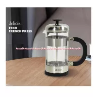 Delicia French Press 1Liter Silver Alat Teko Kopi Seduh Coffee Press