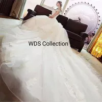 MD 050 AA Gaun Pengantin Wedding Dress Ekor Merah Putih Import