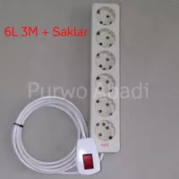 Stop Kontak / Cok Sambung 6 Lubang 3 Meter + Saklar On/Off Rakitan