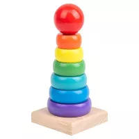 Wooden Rainbow Tower - Mainan Montessori Puzzle Menara Pelangi