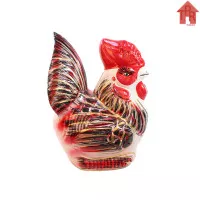 Celengan Ayam Jago Tradisional Merah Gold T47 / size - XL