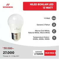Hiled bulb / lampu bohlam LED 13watt Natural White / Warm White / E27