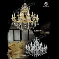 Lampu hias gantung lilin kristal chandelier 12+6 model ceko15