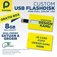 Flashdisk kartu 8GB usb ID Card Custom Print 1 sisi Souvenir Promosi